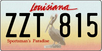 LA license plate ZZT815