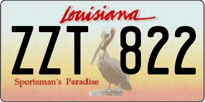 LA license plate ZZT822