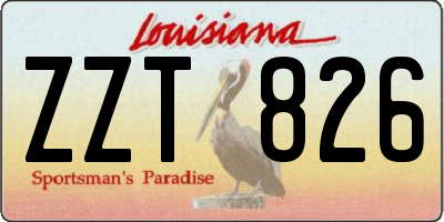 LA license plate ZZT826
