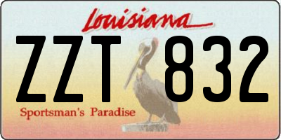 LA license plate ZZT832