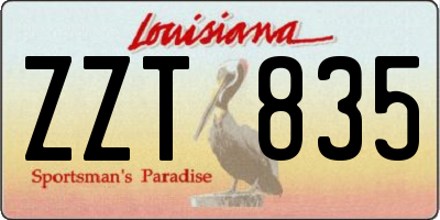 LA license plate ZZT835