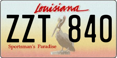 LA license plate ZZT840