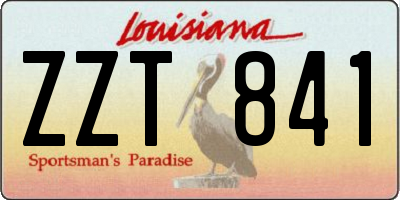 LA license plate ZZT841