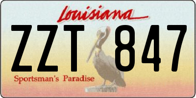 LA license plate ZZT847