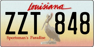 LA license plate ZZT848