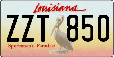 LA license plate ZZT850