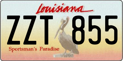 LA license plate ZZT855