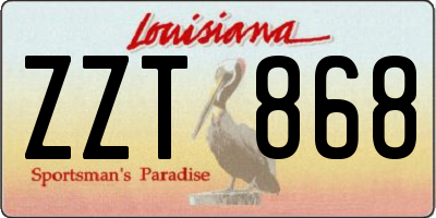 LA license plate ZZT868