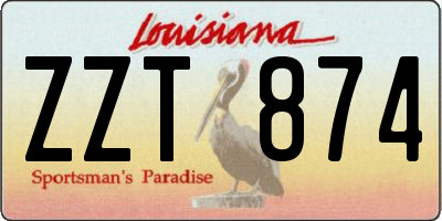 LA license plate ZZT874