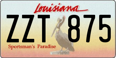 LA license plate ZZT875