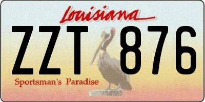 LA license plate ZZT876