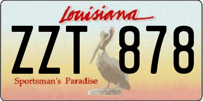 LA license plate ZZT878