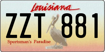 LA license plate ZZT881