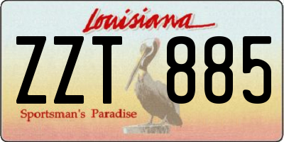 LA license plate ZZT885