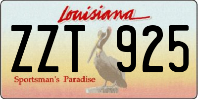 LA license plate ZZT925