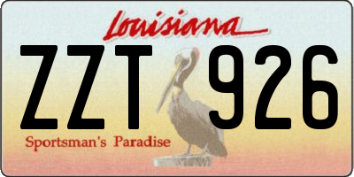 LA license plate ZZT926