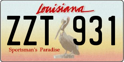 LA license plate ZZT931