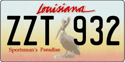 LA license plate ZZT932