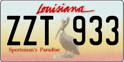 LA license plate ZZT933