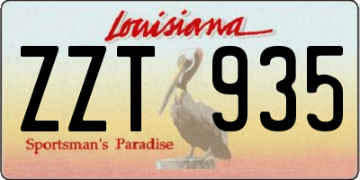 LA license plate ZZT935