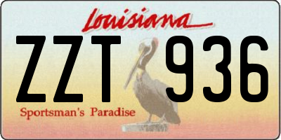 LA license plate ZZT936