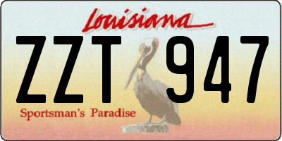 LA license plate ZZT947