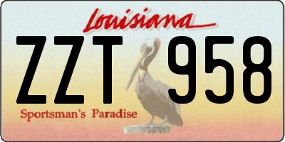 LA license plate ZZT958