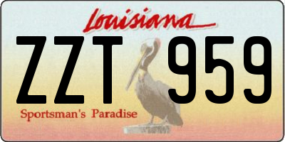 LA license plate ZZT959