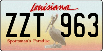 LA license plate ZZT963