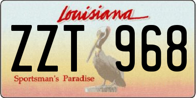 LA license plate ZZT968