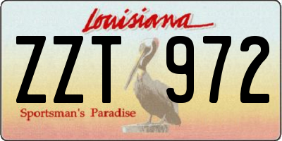 LA license plate ZZT972