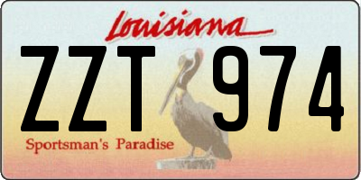 LA license plate ZZT974