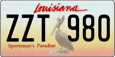 LA license plate ZZT980