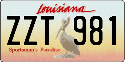 LA license plate ZZT981