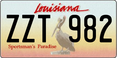 LA license plate ZZT982