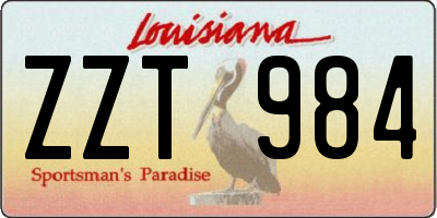 LA license plate ZZT984