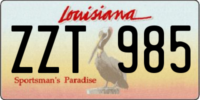 LA license plate ZZT985