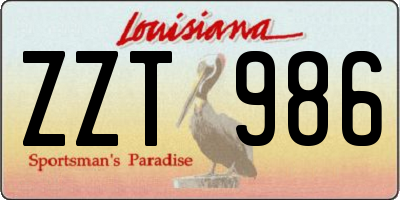 LA license plate ZZT986