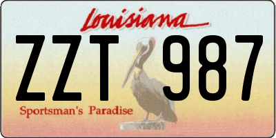 LA license plate ZZT987