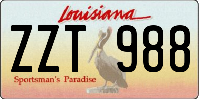 LA license plate ZZT988