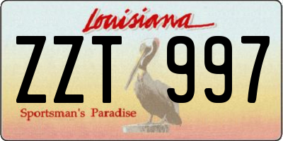 LA license plate ZZT997