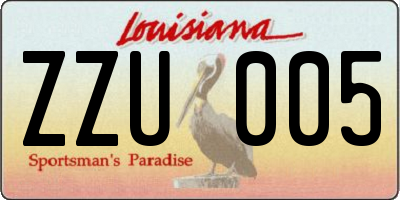 LA license plate ZZU005