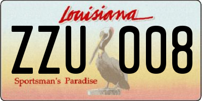 LA license plate ZZU008