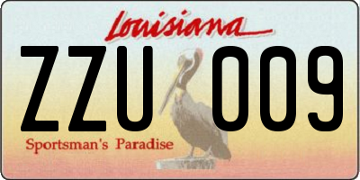 LA license plate ZZU009