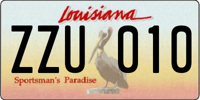LA license plate ZZU010