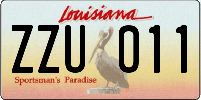 LA license plate ZZU011