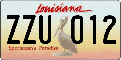 LA license plate ZZU012