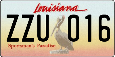 LA license plate ZZU016