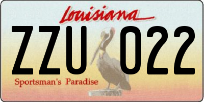 LA license plate ZZU022