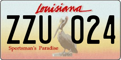 LA license plate ZZU024